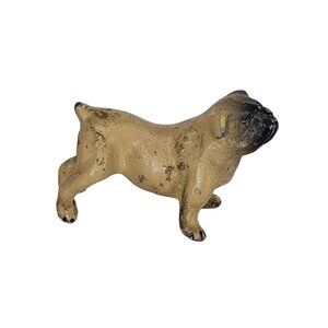 Vintage Metal Pewter Miniature Pug Bulldog Figurine Painted